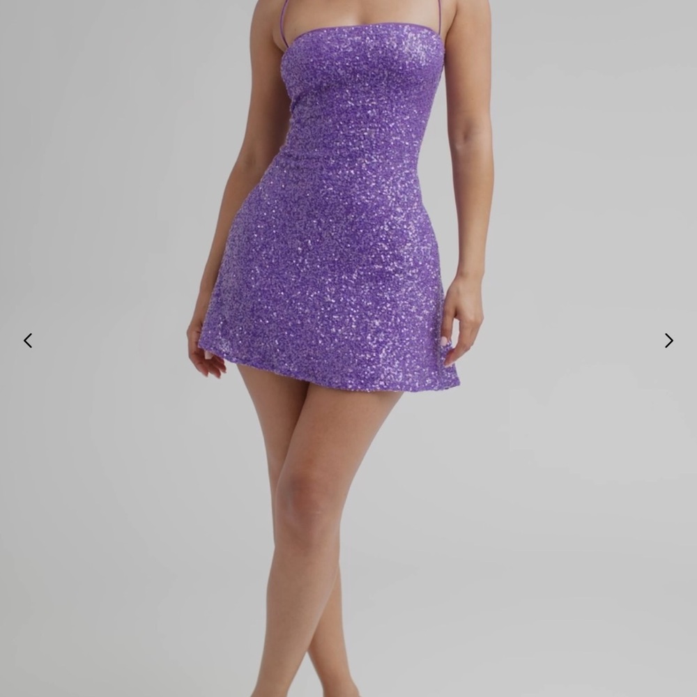 Naked Wardrobe Sequin mini purple dress